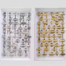 مجموعة خواتم عصرية مجوفة من الفولاذ المقاوم للصدأ مكونة من 10/20/30/50 قطعة للنساء والرجال، بتصميم مختلط عصري على شكل أوراق الزهور، هدية للحفلات