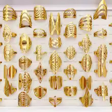 مجموعة خواتم عصرية مجوفة من الفولاذ المقاوم للصدأ مكونة من 10/20/30/50 قطعة للنساء والرجال، بتصميم مختلط عصري على شكل أوراق الزهور، هدية للحفلات