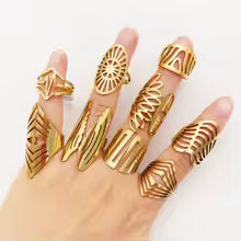 مجموعة خواتم عصرية مجوفة من الفولاذ المقاوم للصدأ مكونة من 10/20/30/50 قطعة للنساء والرجال، بتصميم مختلط عصري على شكل أوراق الزهور، هدية للحفلات