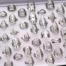 مجموعة خواتم عصرية مجوفة من الفولاذ المقاوم للصدأ مكونة من 10/20/30/50 قطعة للنساء والرجال، بتصميم مختلط عصري على شكل أوراق الزهور، هدية للحفلات